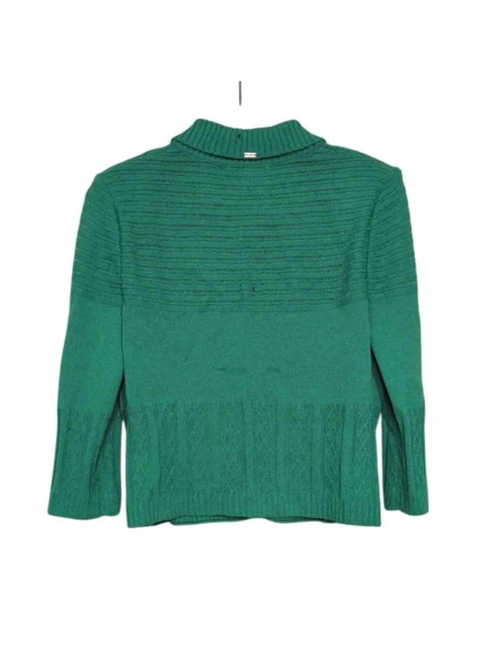 St John Santana Knit Cardigan Womens Size Small Green Wool Blend Long Sleeve